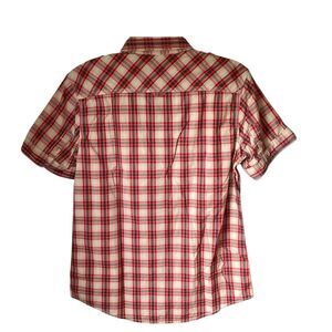 Short Sleeve Plaid Pocket Patch Shirt, Medium